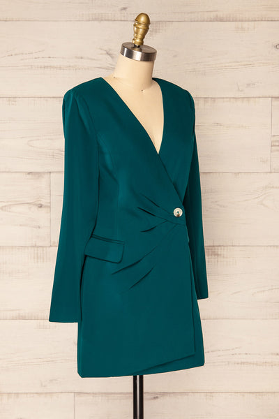 Savila Green Asymmetrical Blazer Dress | La petit garçonne side view