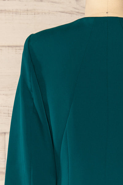 Savila Green Asymmetrical Blazer Dress | La petit garçonne back close-up