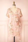 Sawda Blush Short Sleeve Floral Wrap Dress | Boutique 1861 front view