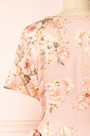 Sawda Blush Short Sleeve Floral Wrap Dress | Boutique 1861 back close-up