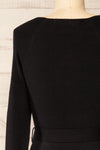 Sayure Black Ribbed Midi Dress | La petite garçonne back close-up