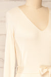 Sayure Cream Ribbed Midi Dress | La petite garçonne side close-up