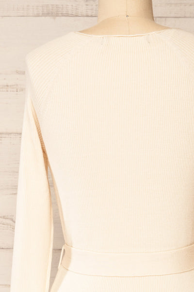 Sayure Cream Ribbed Midi Dress | La petite garçonne back close-up