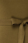 Sayure Khaki Ribbed Midi Dress | La petite garçonne fabric