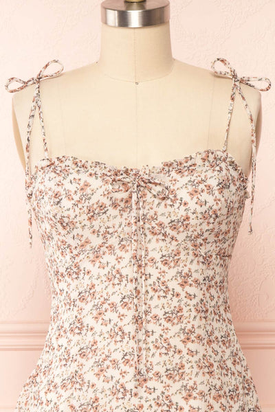 Sazah Floral Midi Dress w/ Adjustable Straps | Boutique 1861 front close