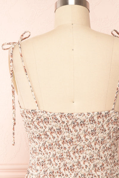 Sazah Floral Midi Dress w/ Adjustable Straps | Boutique 1861 back close up