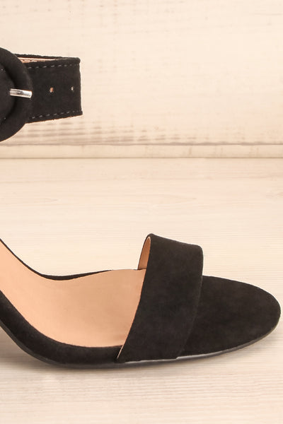 Scheffer Black Faux-Suede Block Heeled Sandals | La Petite Garçonne 7