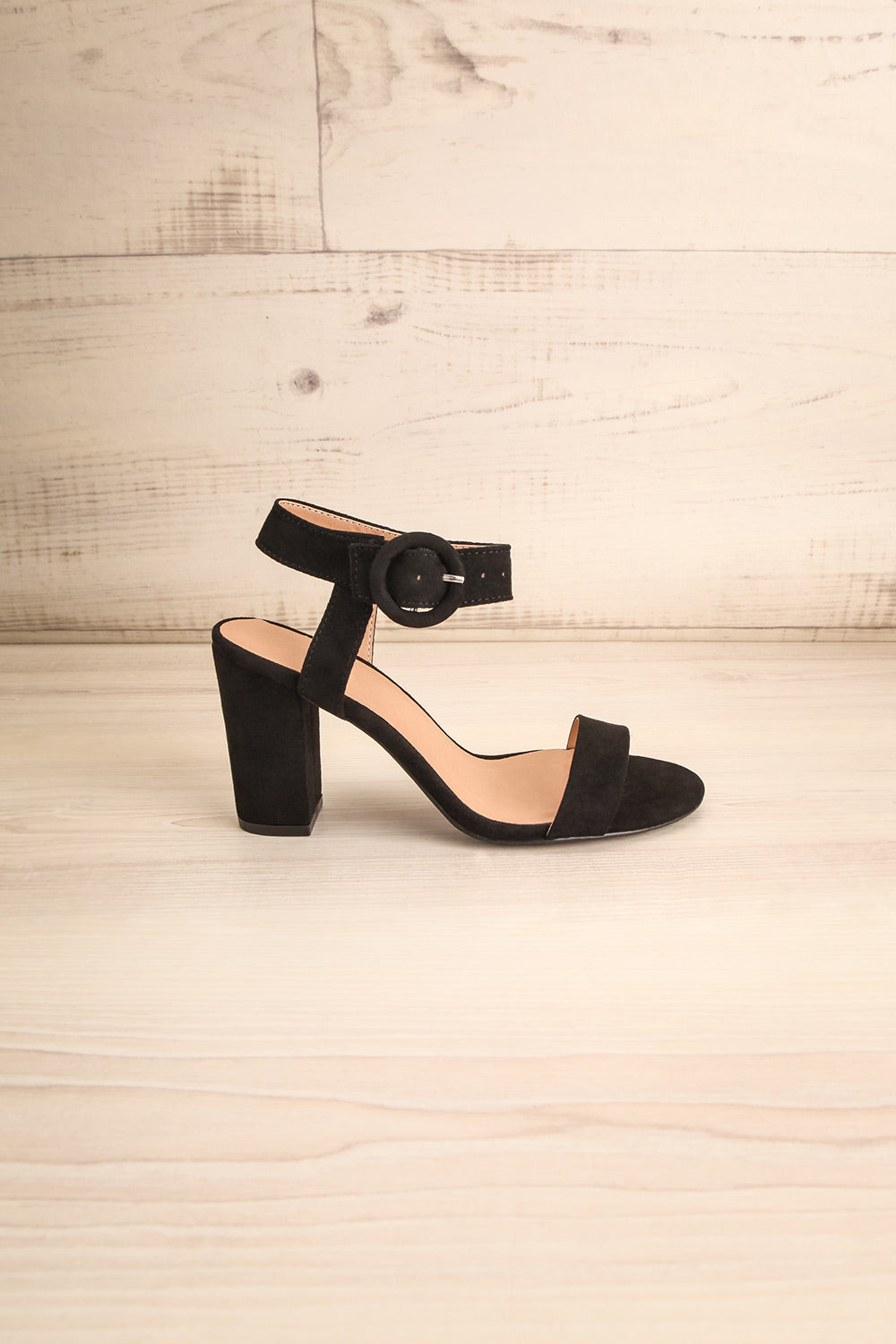 Scheffer Black Faux-Suede Block Heeled Sandals | La Petite Garçonne 5