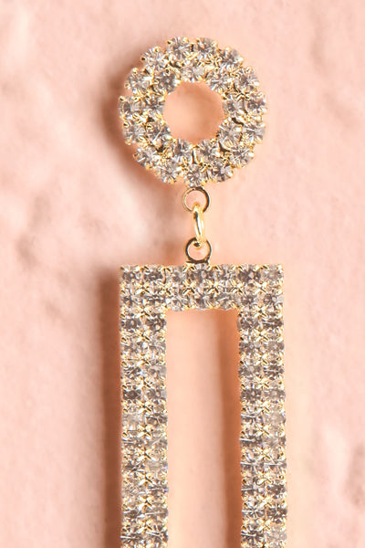 Shoelcher Gold Statement Crystal Pendant Earrings close-up | Boutique 1861