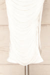 Yurtof White Fitted Ruched Midi Dress | La petite garçonne bottom