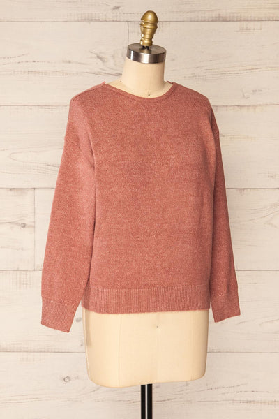 Scopello Pink Soft Knit Sweater w/ Open Back | La petite garçonne side view