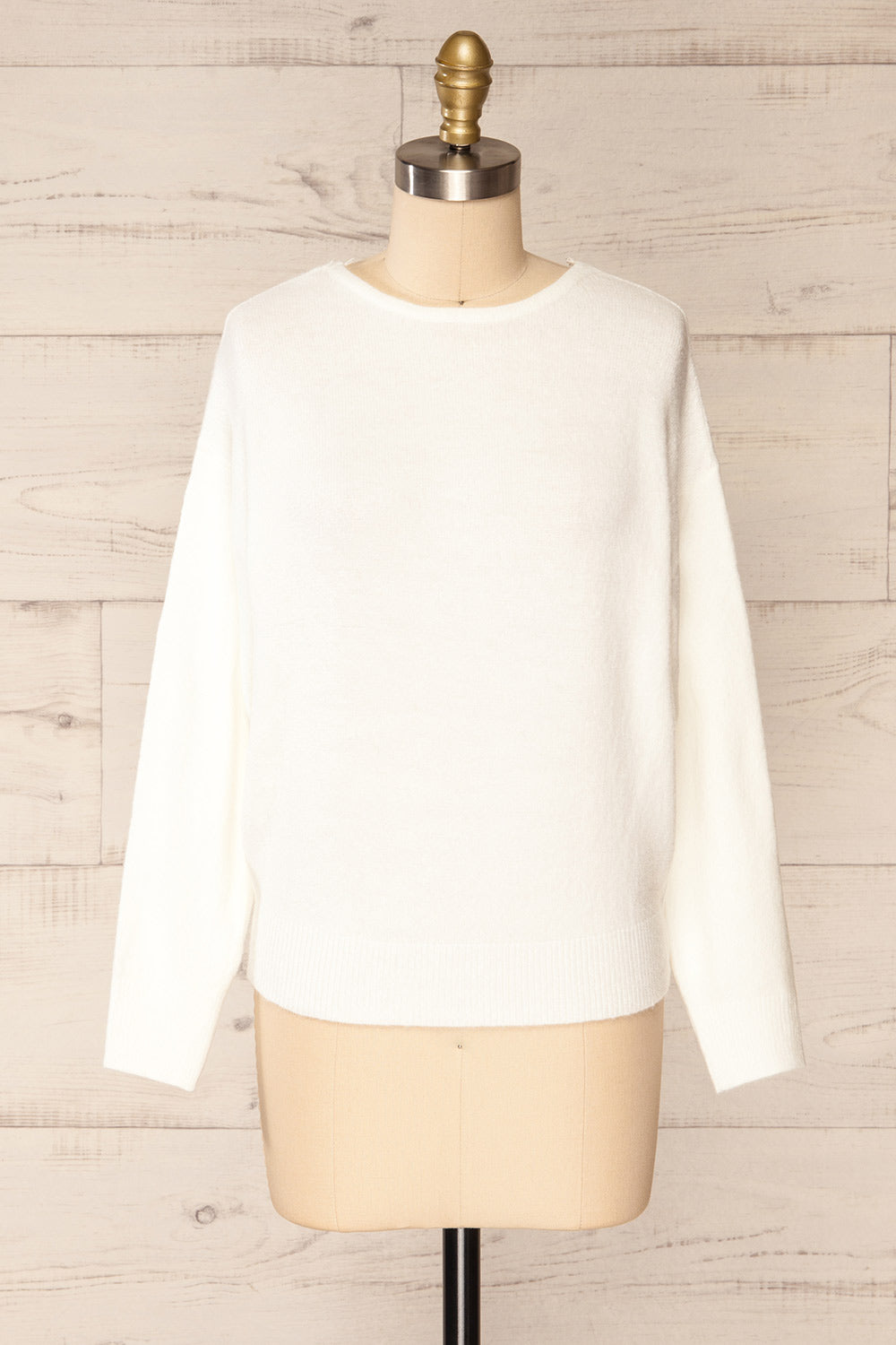 Scopello White Soft Knit Sweater w/ Open Back | La petite garçonne  front view