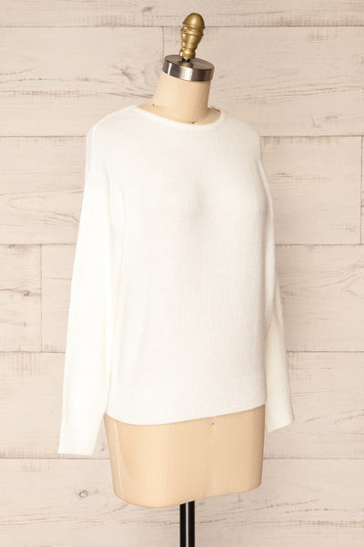 Scopello White Soft Knit Sweater w/ Open Back | La petite garçonne side view