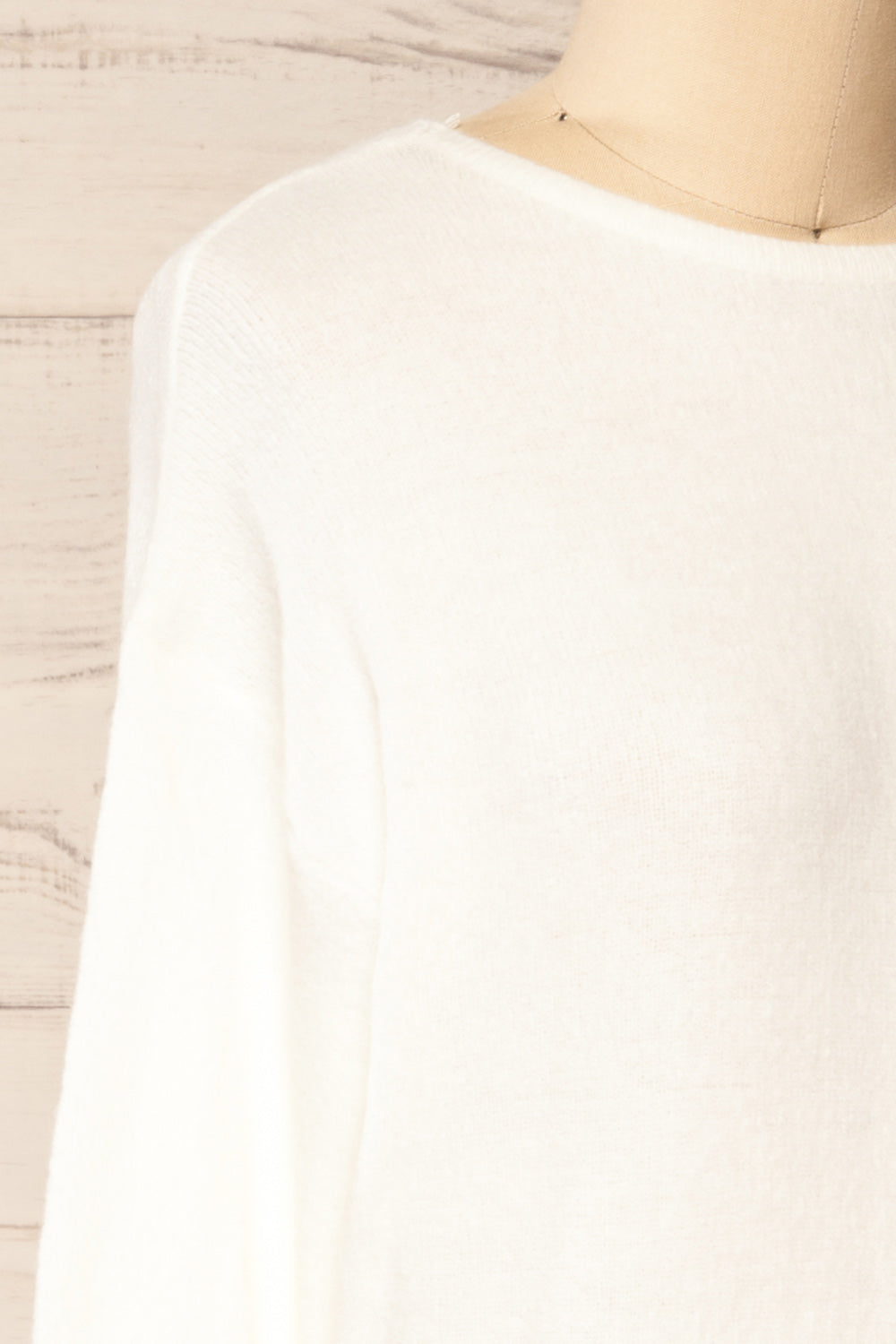 Scopello White Soft Knit Sweater w/ Open Back | La petite garçonne side close-up