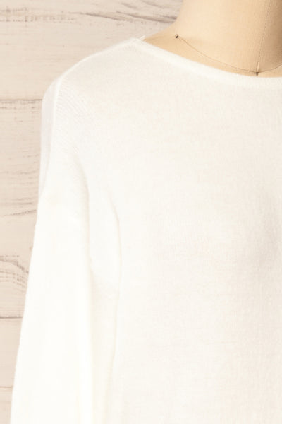 Scopello White Soft Knit Sweater w/ Open Back | La petite garçonne side close-up