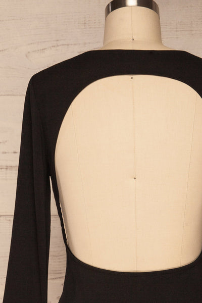 Scunthorpe Black Open Back Bodysuit | La petite garçonne back close up