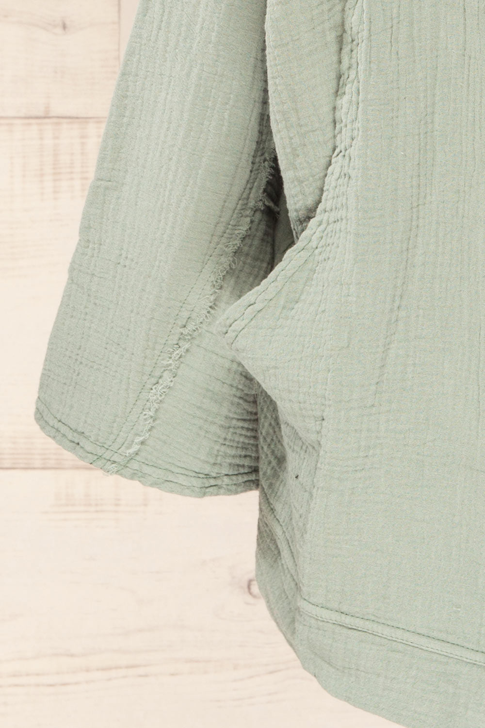 Seda Green Textured Long Sleeve Kimono | La petite garçonne sleeve