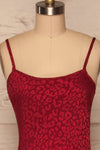 Seefeld Cerise Red Leopard Print Slip Dress front close up | La Petite Garçonne