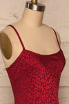 Seefeld Cerise Red Leopard Print Slip Dress side close up | La Petite Garçonne