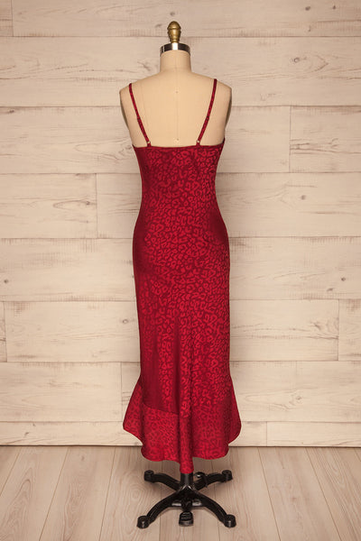 Seefeld Cerise Red Leopard Print Slip Dress back view | La Petite Garçonne