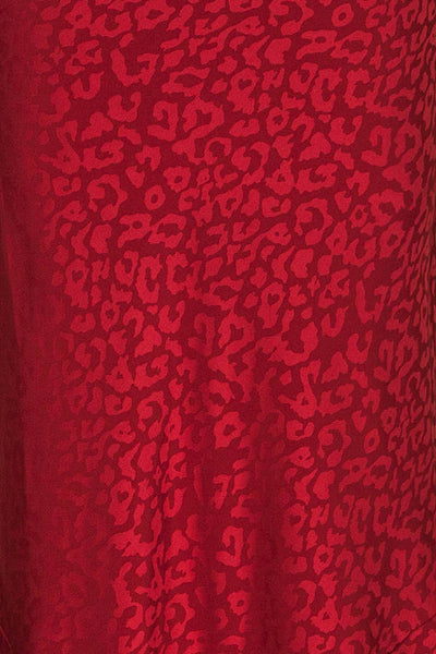 Seefeld Cerise Red Leopard Print Slip Dress | La Petite Garçonne fabric close up