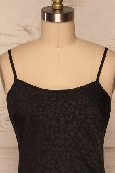 Seefeld Mure Black Leopard Print Slip Dress front close up | La Petite Garçonne