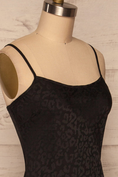 Seefeld Mure Black Leopard Print Slip Dress side close up | La Petite Garçonne