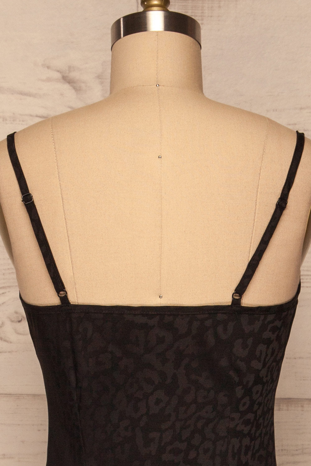 Seefeld Mure Black Leopard Print Slip Dress back close up | La Petite Garçonne