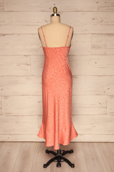 Seefeld Pêche Pink Leopard Print Slip Dress back view | La Petite Garçonne