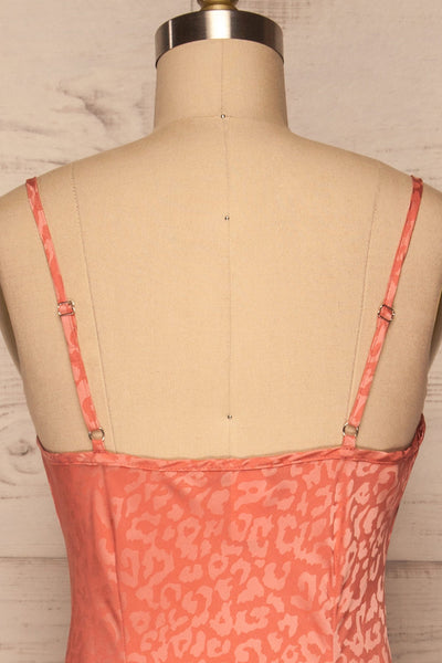 Seefeld Pêche Pink Leopard Print Slip Dress back close up | La Petite Garçonne