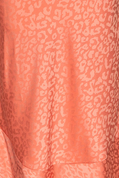 Seefeld Pêche Pink Leopard Print Slip Dress fabric close up | La Petite Garçonne
