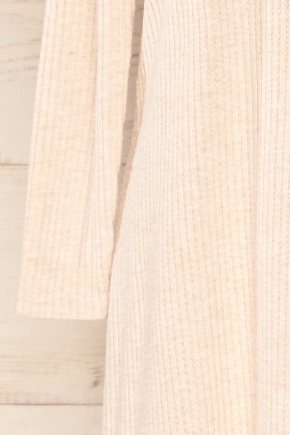 Seia Beige Long Sleeve Ribbed Short Dress | La petite garçonne sleeve