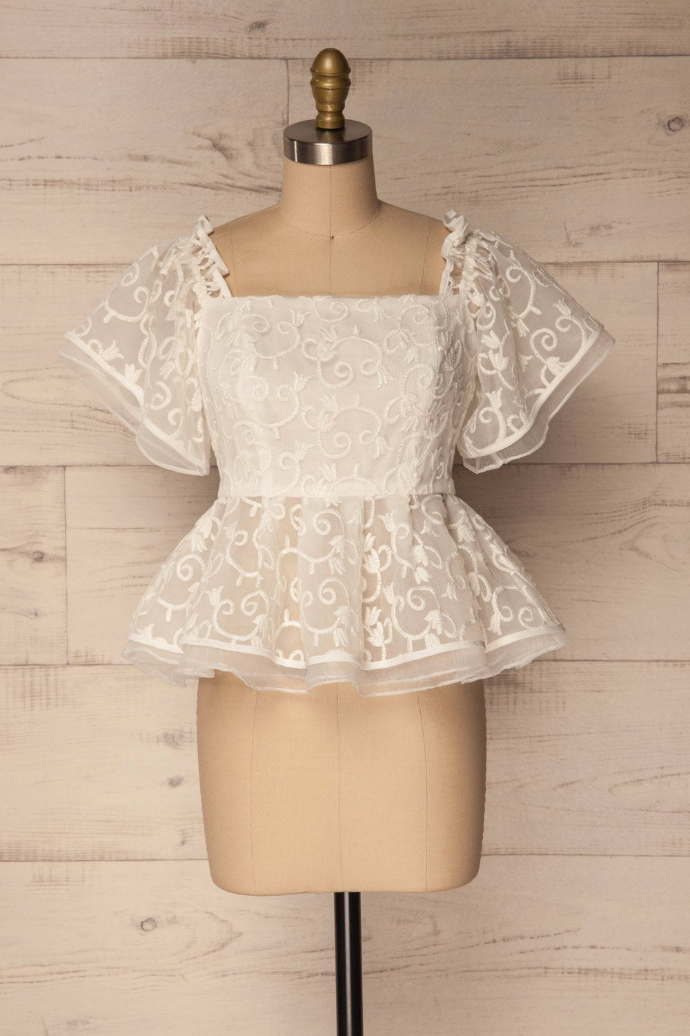 Selbu White Floral Embroided Tulle Top | La Petite Garçonne Chpt. 2