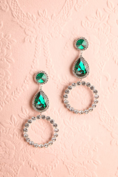 Sempervivum Clear & Green Crystal Pendant Earrings | Boutique 1861