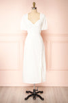 Senga White Short Sleeve Embroidered Midi Dress | Boutique 1861 front view
