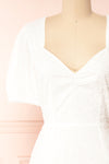 Senga White Short Sleeve Embroidered Midi Dress | Boutique 1861 front close-up