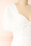 Senga White Short Sleeve Embroidered Midi Dress | Boutique 1861 side close-up
