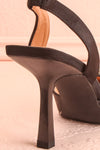 Sentiment Black Satin Pointed-Toe Heels w/ Sequin Bow | Boutique 1861 back close-up