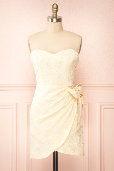 Seorie Strapless Corset Short Floral Dress | Boutique 1861 front view