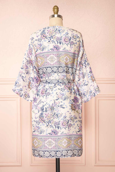 Serenite Navy Paisley Pattern Short Kimono | Boutique 1861 back view
