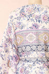 Serenite Navy Paisley Pattern Short Kimono | Boutique 1861 back close-up