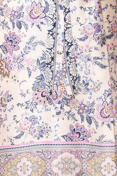Serenite Navy Paisley Pattern Short Kimono | Boutique 1861 fabric
