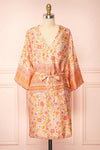 Serenite Pink Paisley Pattern Short Kimono | Boutique 1861 front view