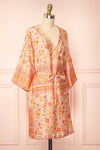 Serenite Pink Paisley Pattern Short Kimono | Boutique 1861  side view
