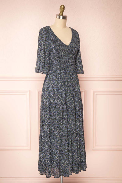 Sergia Short Sleeve Floral Tiered Midi Dress | La petite garçonne side view