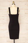 Serpa Black Fitted Ruched Dress with Ruffles | La petite garçonne back view
