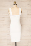 Serpa White Fitted Ruched Dress with Ruffles | La petite garçonne back view