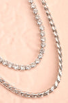 Serpens Silver Layered Necklace w/ Crystals | Boutique 1861 flat close-up