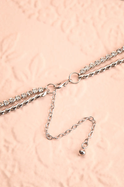 Serpens Silver Layered Necklace w/ Crystals | Boutique 1861 closure