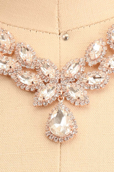 Alinae Rosegold Crystal Earrings & Necklace Set | Boutique 1861 details